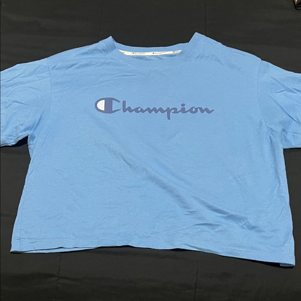 Champion Blue Short Sleeve Crop Top